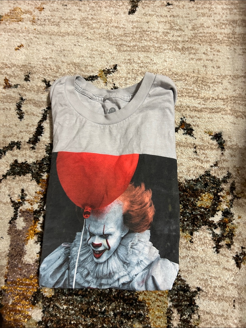 Graphic Horror Tee with Red Balloon